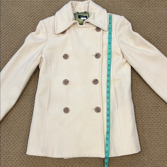 Vintage J. Crew Pea Coat size Small Cream Wool Blend Preppy Classic - Picture 15 of 17